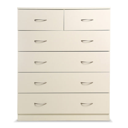 Sarantino Tallboy Dresser 6 Chest Of Drawers Cabinet 85 x 39.5 x 105cm in White