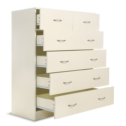 Sarantino Tallboy Dresser 6 Chest Of Drawers Cabinet 85 x 39.5 x 105cm in White