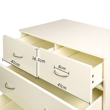 Sarantino Tallboy Dresser 6 Chest Of Drawers Cabinet 85 x 39.5 x 105cm in White