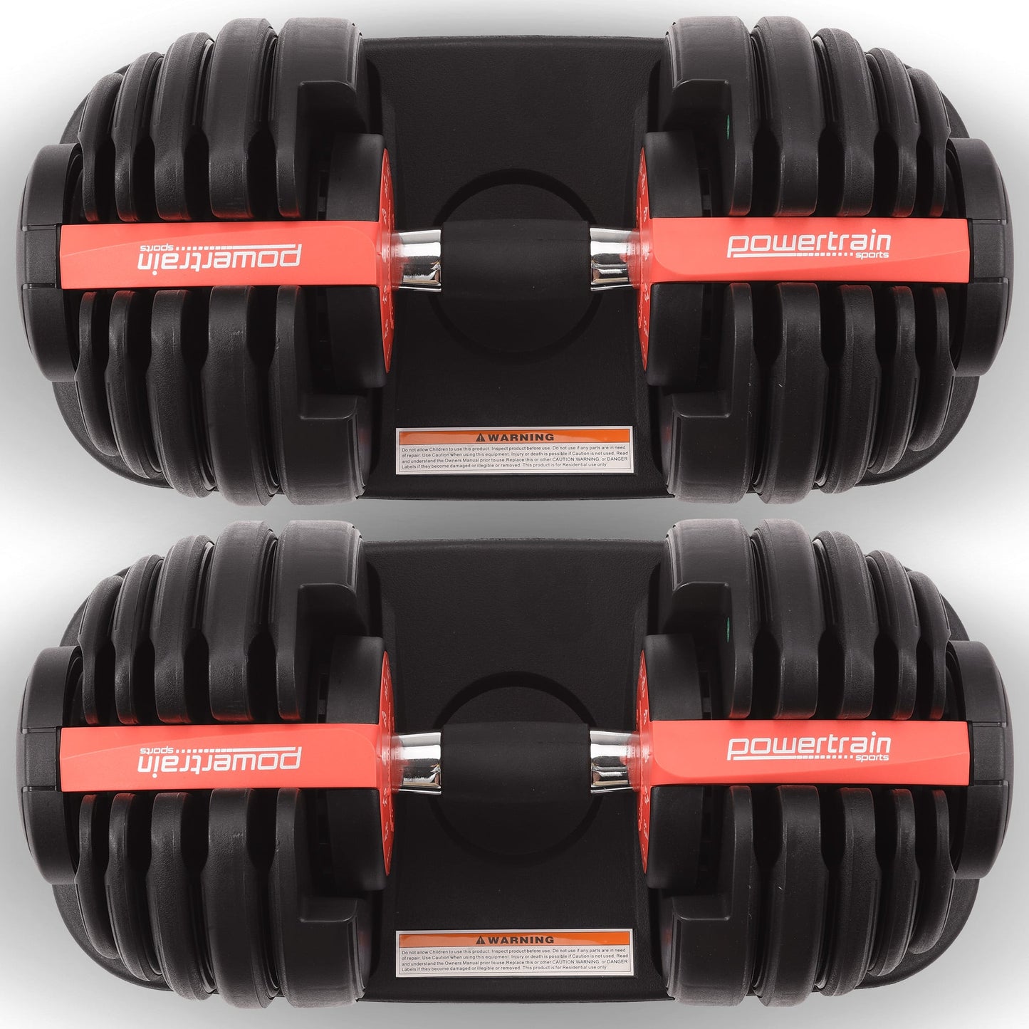 Powertrain 48kg Adjustable Dumbbells 15-in-1 Home Gym Weights – Red