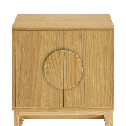 Sarantino Luca Bedside Table Split Door Night Stand - Natural