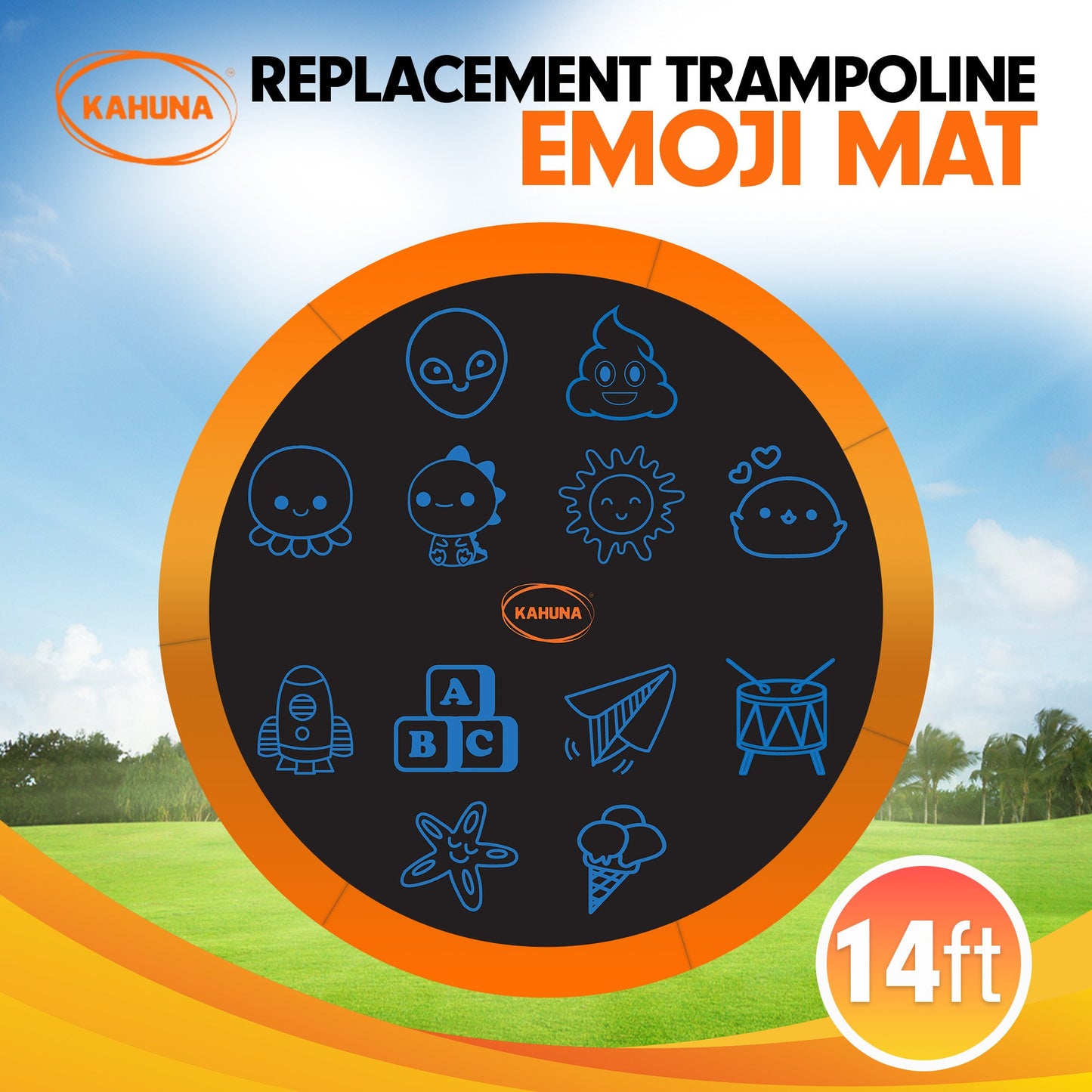 Kahuna 14ft Replacement Trampoline Jumping Mat - Emoji