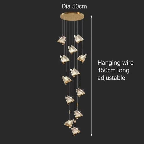 BAMDECOR LED Modern Bedroom Bedside Creative Butterfly Hanging Chandelier Light Fixtures for Stairs Nordic Decoration (12Heads)