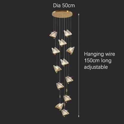 BAMDECOR LED Modern Bedroom Bedside Creative Butterfly Hanging Chandelier Light Fixtures for Stairs Nordic Decoration (12Heads)