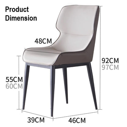 Orange Brown Italian Minimal List Dining Chairs PU Retro Chair Cafe Kitchen Modern Metal Legs x2