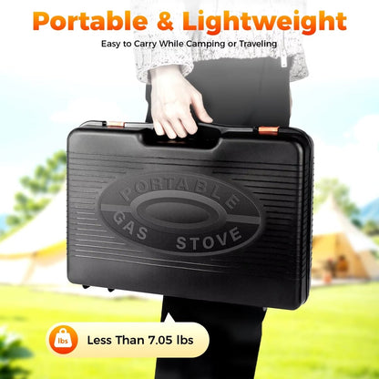 Portable Gas Stove Burner Butane BBQ Camping Gas Cooker With Non Stick Plate Black without Fish Pan and Lid