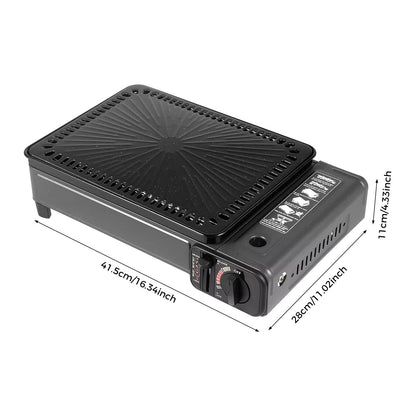 Portable Gas Stove Burner Butane BBQ Camping Gas Cooker With Non Stick Plate Black without Fish Pan and Lid