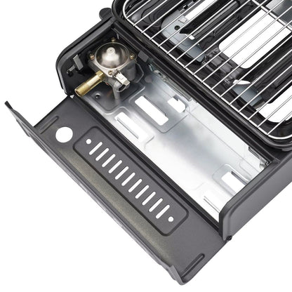 Portable Gas Stove Burner Butane BBQ Camping Gas Cooker With Non Stick Plate Black