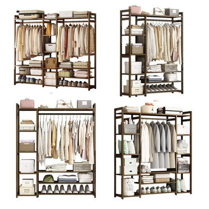 Bamboo Clothes Rack Garment Closet Storage Organizer Hanging Rail Shelf Dress room 120CM