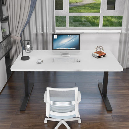140cm Standing Desk Height Adjustable Sit Stand Motorised Black Single Motor Frame Black Top