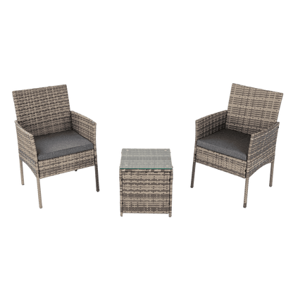 2 Seater PE Rattan Outdoor Furniture Chat Set- Mixed Grey