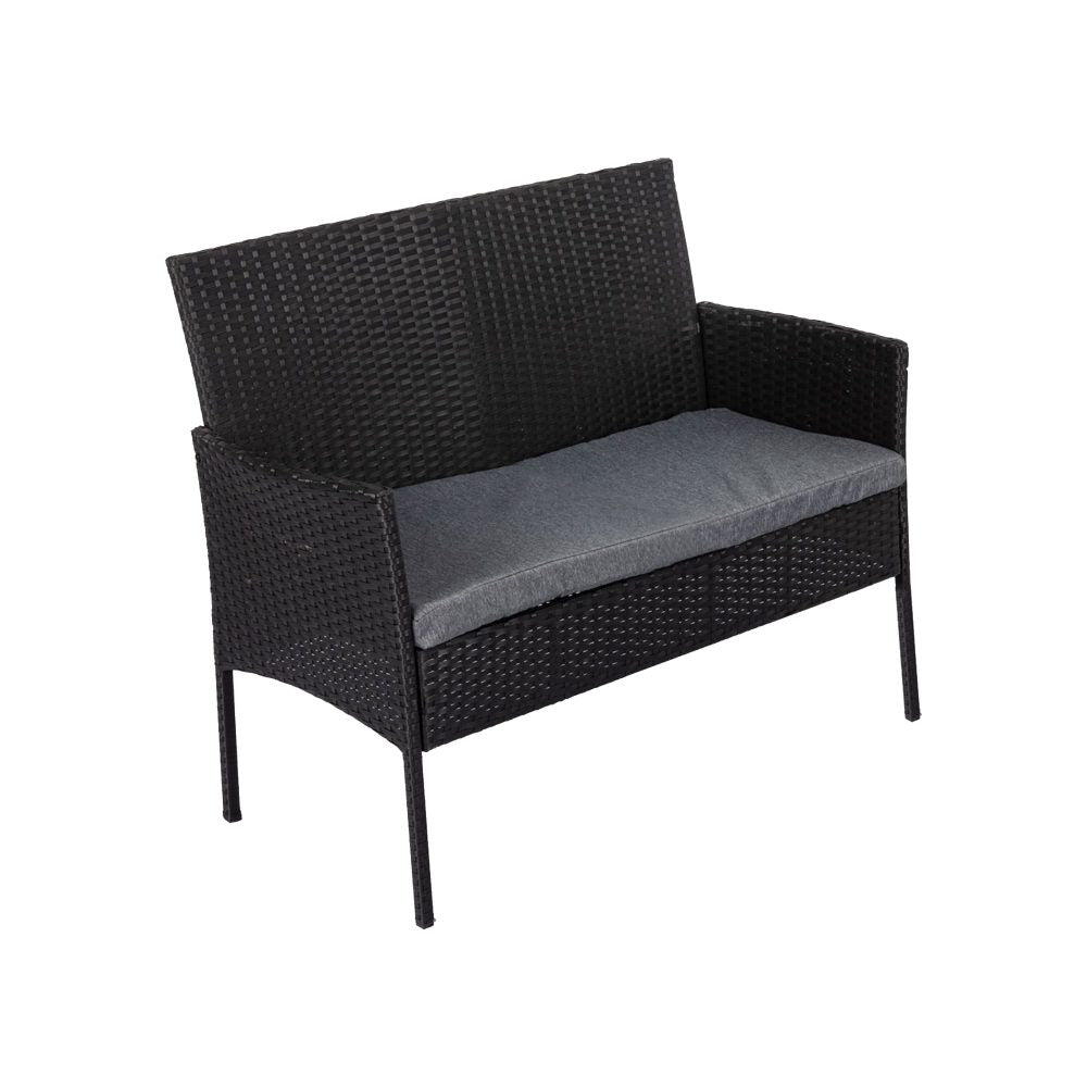 4 Seater Wicker Outdoor Lounge Set-Black