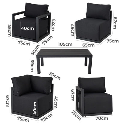 Alfresco 7-Seat Garden Lounge Set – Charcoal Grey