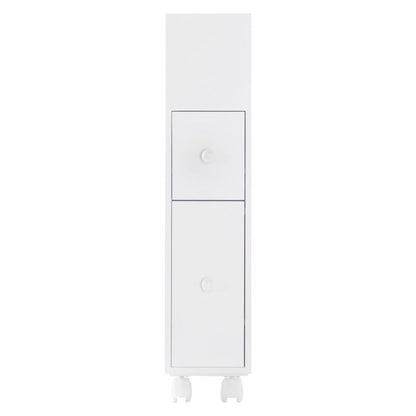 Removable Bathroom Side Cabinet Toilet Caddy with Storage Drawers- White
