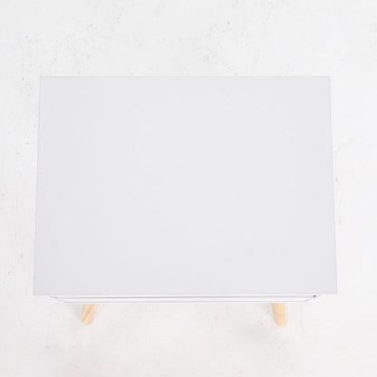 Bedside Table 2 Drawer Wood Leg Storage Cabinet Nightstand SUZY WHITE