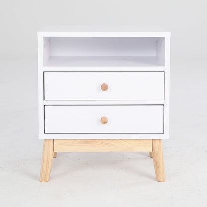 Bedside Table Side Storage Cabinet Nightstand Bedroom 2 Drawer ANYA - WHITE