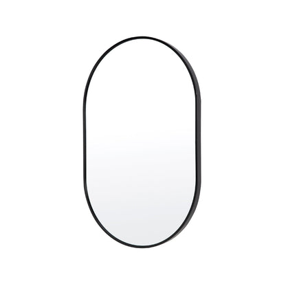 Wall Mirror Oval Aluminum Frame Bathroom 50x75cm BLACK