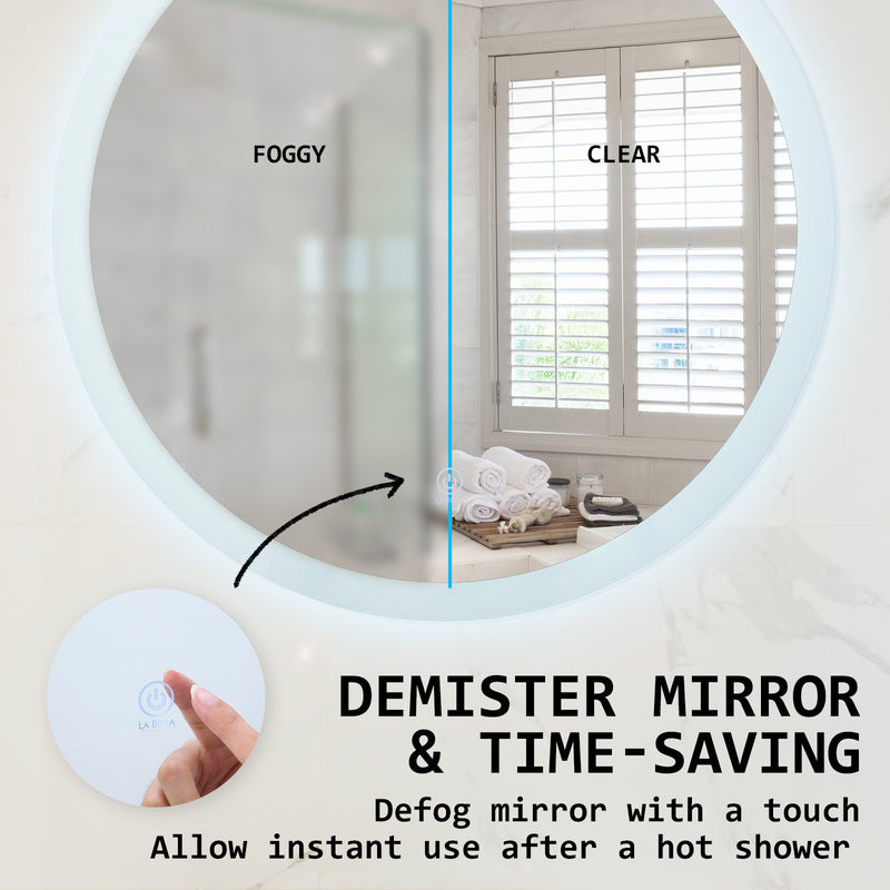 2 Set LED Wall Mirror Round Anti-Fog Bathroom 70cm
