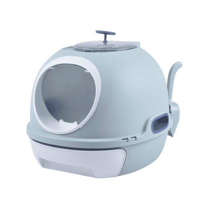 YES4PETS Hooded Cat Toilet Litter Box Tray House With Drawer & Scoop Blue