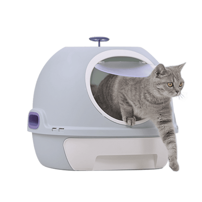 YES4PETS Hooded Cat Toilet Litter Box Tray House With Drawer & Scoop Blue