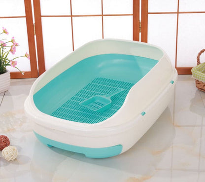 YES4PETS Large Portable Cat Toilet Litter Box Tray with Scoop and Grid Tray Green