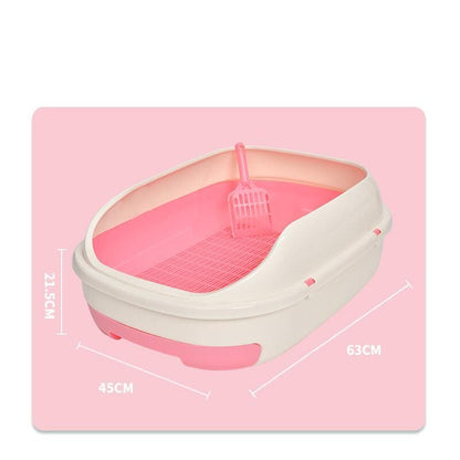 YES4PETS Large Portable Cat Toilet Litter Box Tray with Scoop and Grid Tray Pink