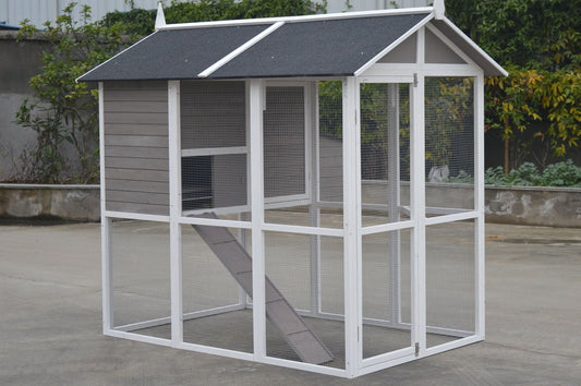 YES4PETS Grey XL Chicken Coop Rabbit Guinea Pig Hutch Ferret Hen Cat Bird House