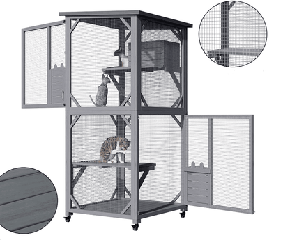 YES4PETS Pet Cat Bird Shelter Condo with Escape Door Wooden Kitten Cage House