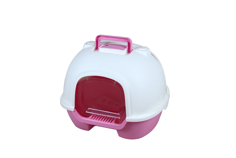YES4PETS Portable Hooded Cat Toilet Litter Box Tray House with Handle, Scoop and Charcoal Filter Pink