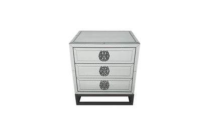Athens Mirrored Bed Side Table -Black