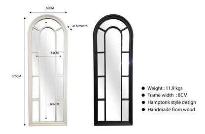 Window Style Mirror - White Arch 60cm x 180cm