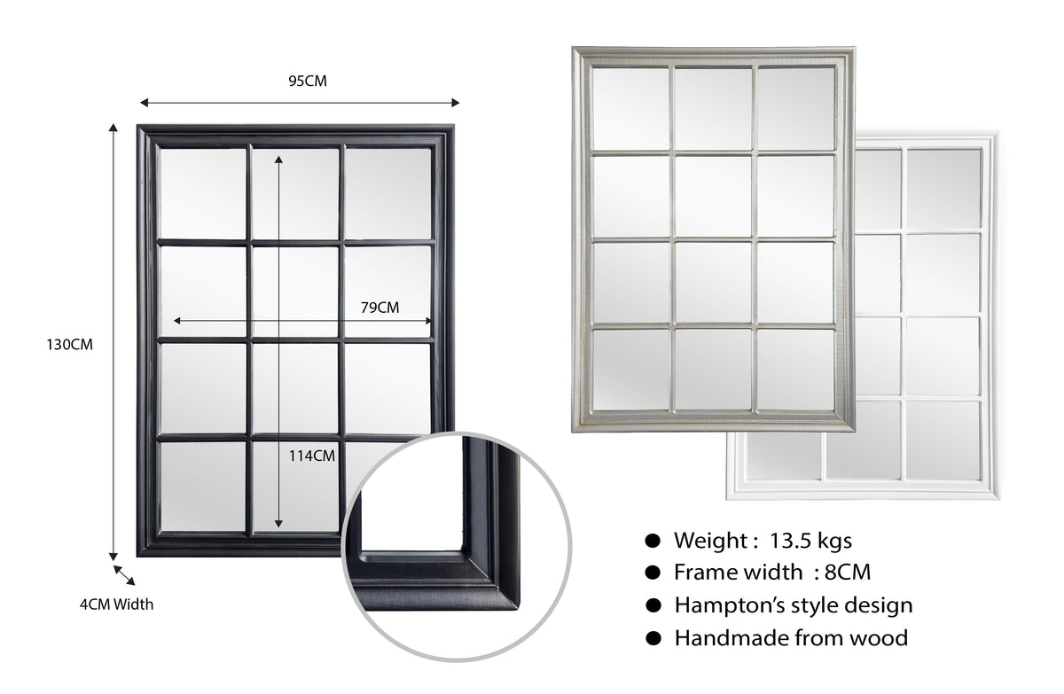 Open Window Style Mirrors Window Style Mirror - Black Rectangle 95cm x 130cm exclusive at – LifeStylz