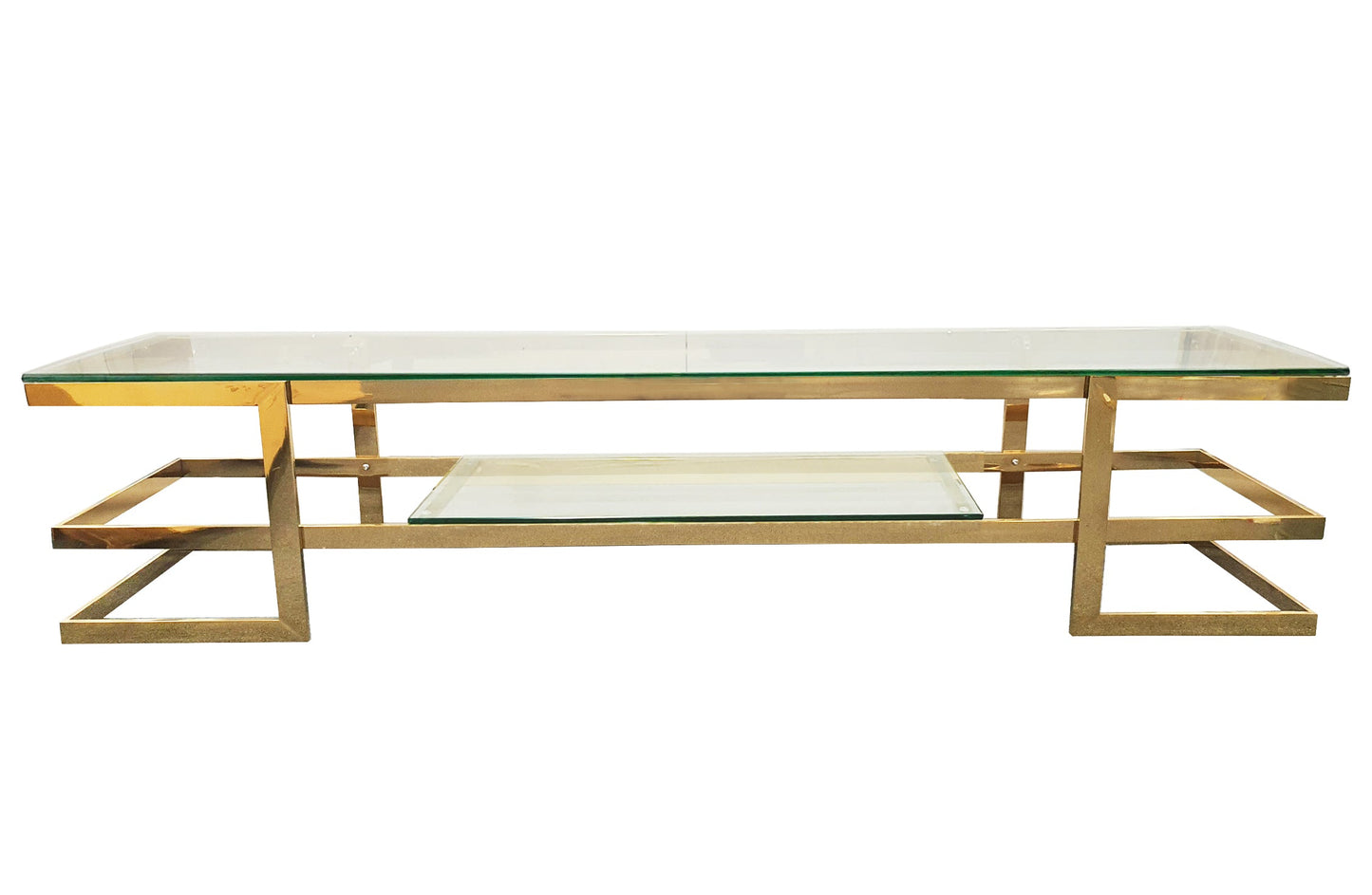 Alexa  Gold TV Unit - Clear Glass