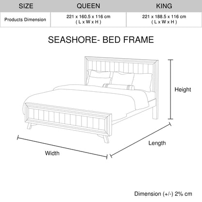 5 Pieces Bedroom Suite Queen Size Silver Brush in Acacia Wood Construction Bed, Bedside Table, Tallboy & Dresser
