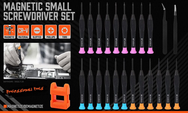 24-Piece Magnetic Precision Screwdriver Set - Small Screwdrivers for Eyeglasses, Phones, Watches Electronics Repair