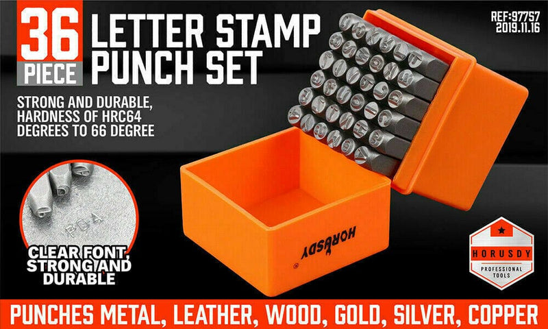 36Pc 6mm Number & Capital Letter Stamp Set Punches Metal Plastic Wood Leather