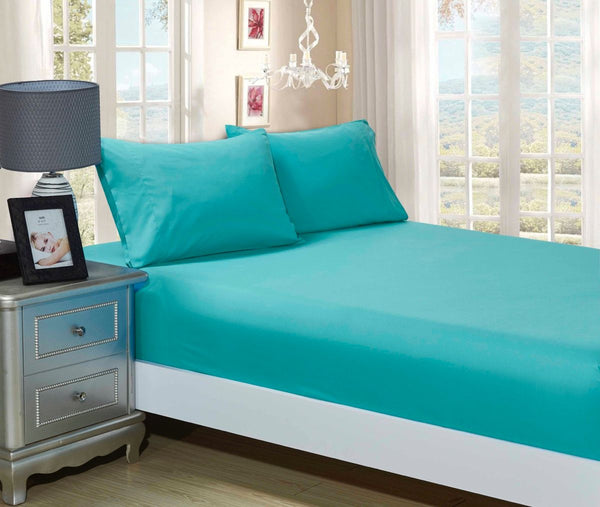 1000TC Ultra Soft Fitted Sheet & 2 Pillowcases Set - Super King Size Bed - Teal