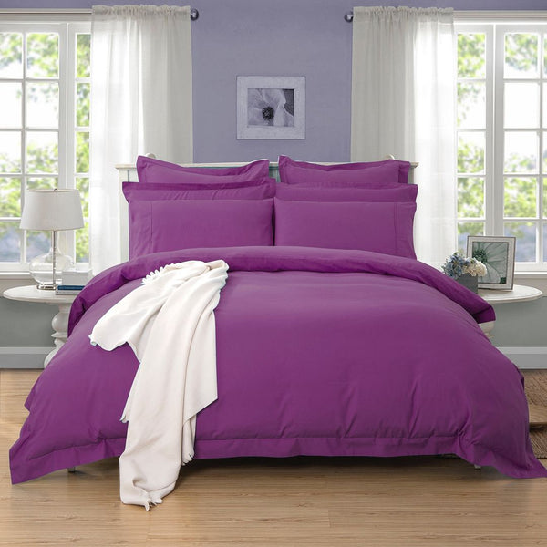 1000TC Tailored Super King Size Purple Duvet Quilt Cover Set