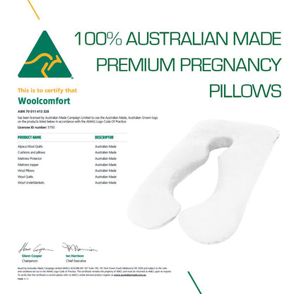 Woolcomfort Aus Made Maternity Pregnancy Nursing Sleeping Body Pillow Pillowcase Included Aquamarine