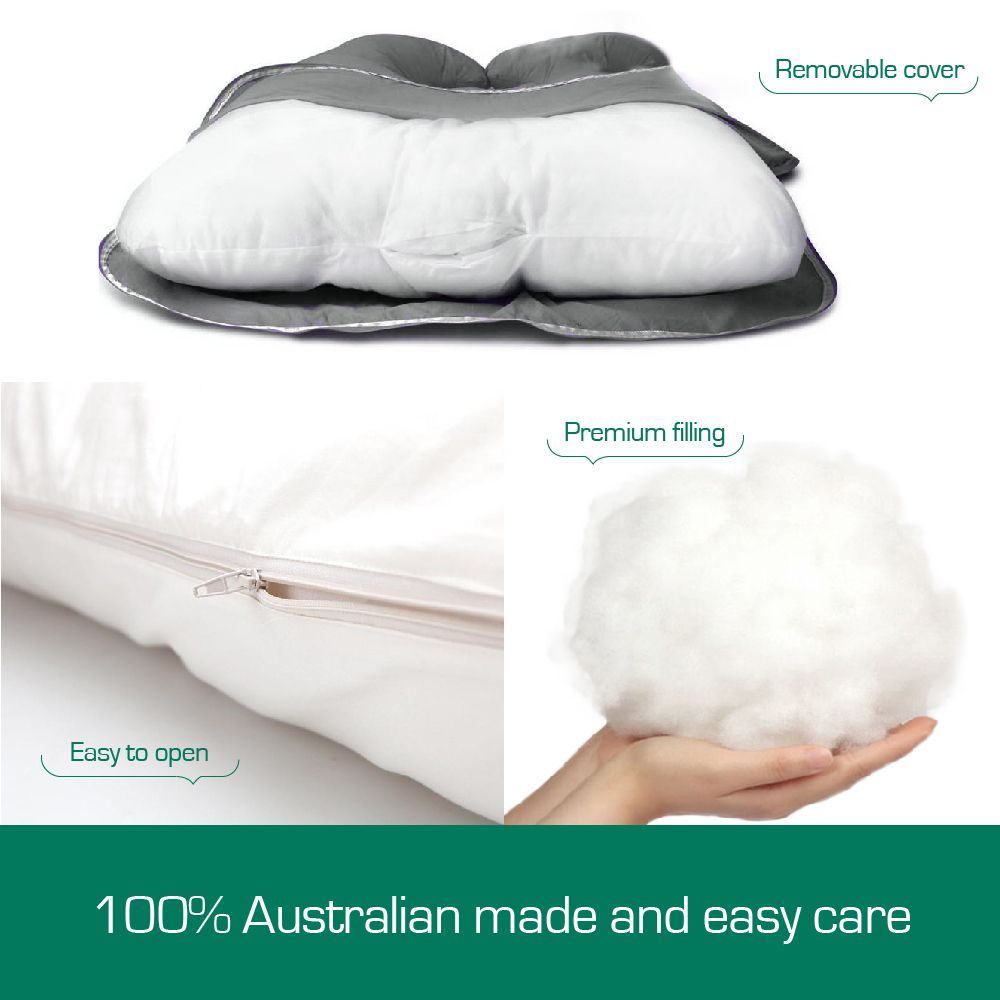 Woolcomfort Aus Made Maternity Pregnancy Nursing Sleeping Body Pillow Pillowcase Included Lilac x Grey