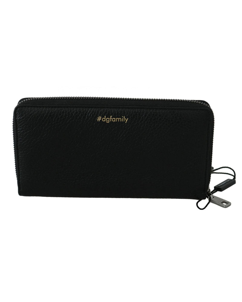 Zipper Continental Wallet with DG Family Motive - 100% Leather Made in Italy One Size Men