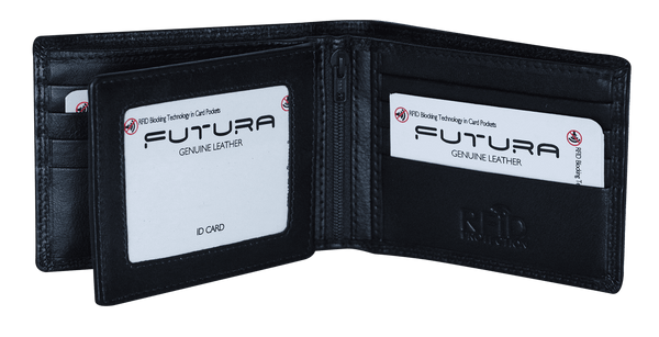 Futura Futura Mens Harrison RFID Genuine Leather Wallet - Black