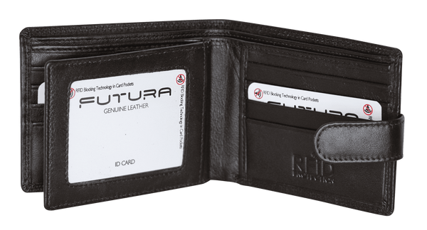 Futura Mens RFID Leather Fold Over Wallet - Brown