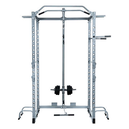 Power Rack Squat Cage Stands w Lat Pulldown Home Gym
