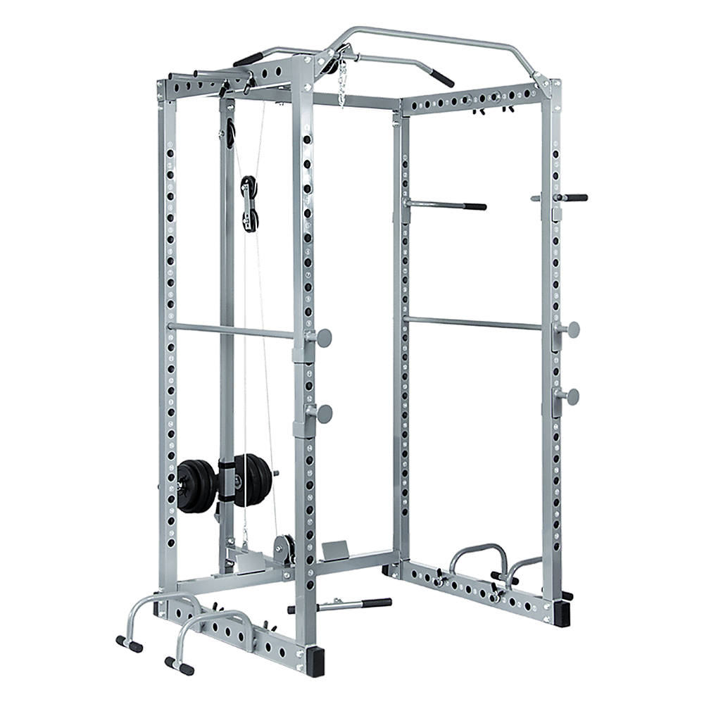 Power Rack Squat Cage Stands w Lat Pulldown Home Gym