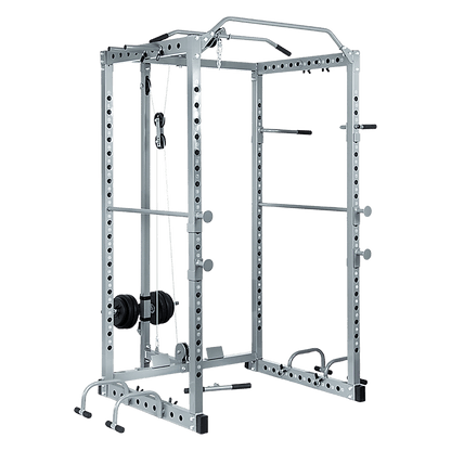 Power Rack Squat Cage Stands w Lat Pulldown Home Gym