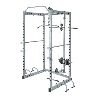 Power Rack Squat Cage Stands w Lat Pulldown Home Gym