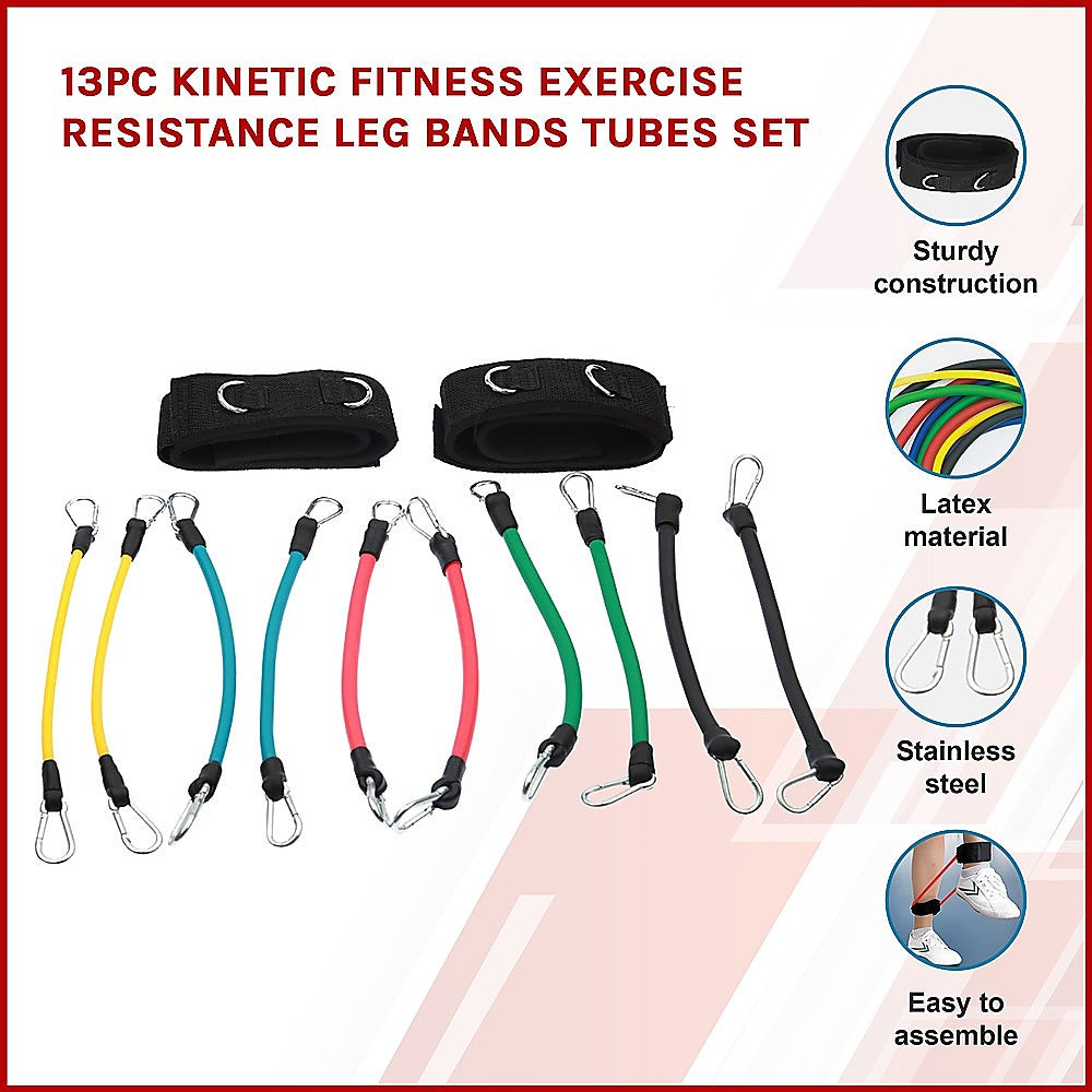 13PC Resistance Bands Set – Fitness Exercise Tubes with Handles & Leg Bands