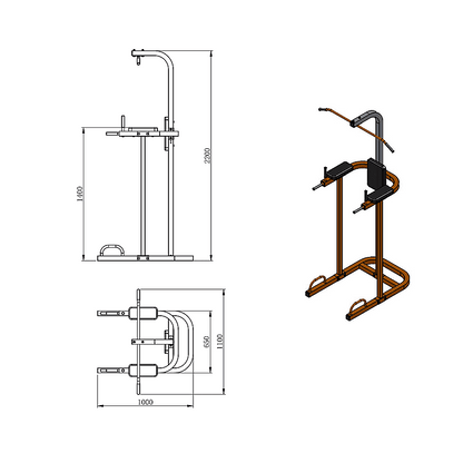 AB Power Tower Dip Chin Push Up Home Gym MultiStation