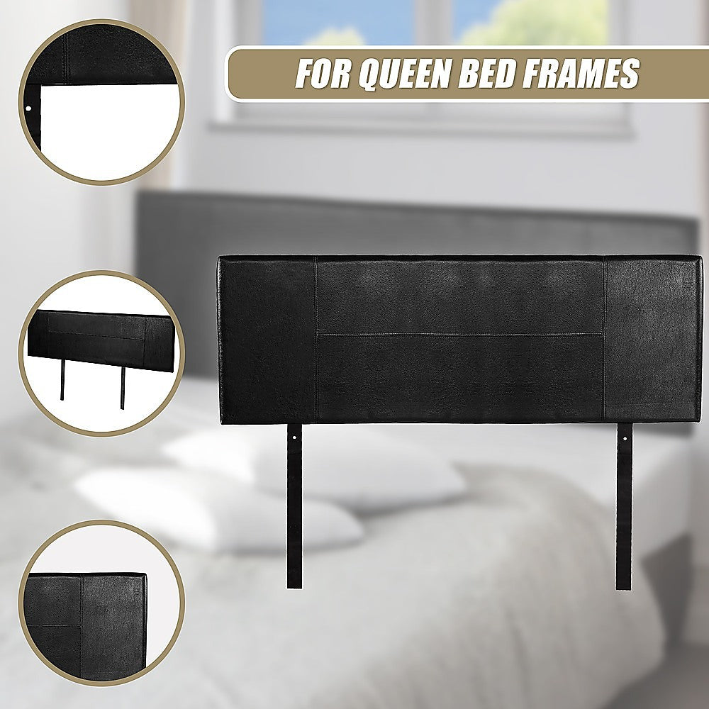 PU Leather Queen Bed Headboard Bedhead - Black
